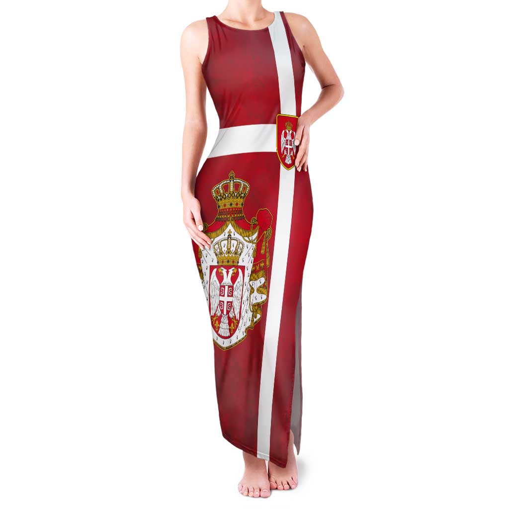 Serbia Tank Maxi Dress Serbian Cross Eagle Tattoo