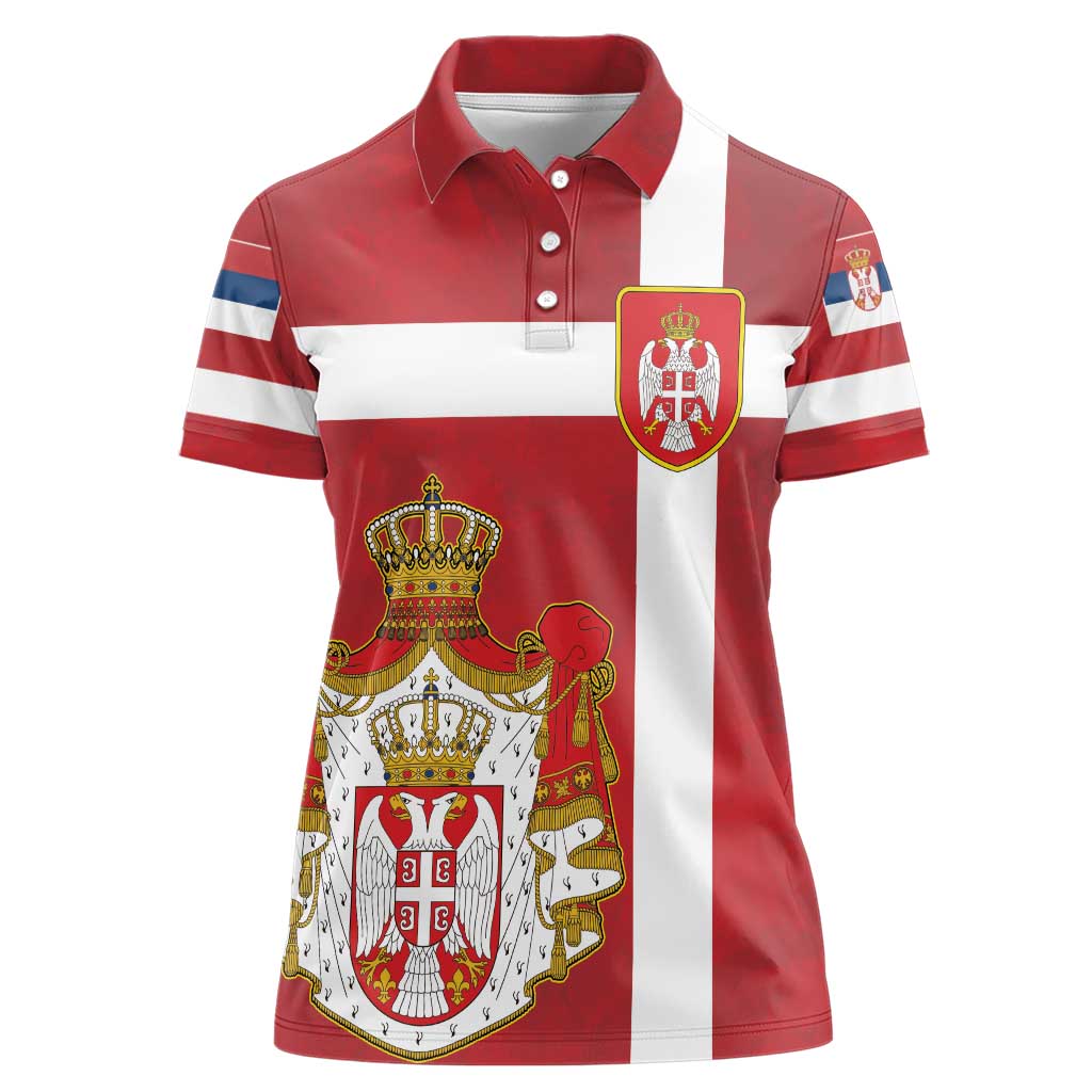 Serbia Women Polo Shirt Serbian Cross Eagle Tattoo