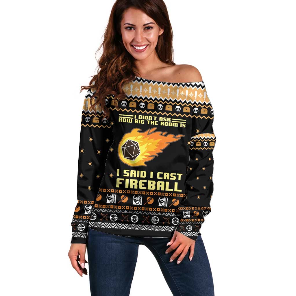 I Said I Cast Fireball Christmas Off Shoulder Sweater I Said I Cast Fireball - Wonder Print Shop