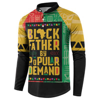 Black crewneck sweatshirt with geometric panel and large Black Father by Popular Demand print