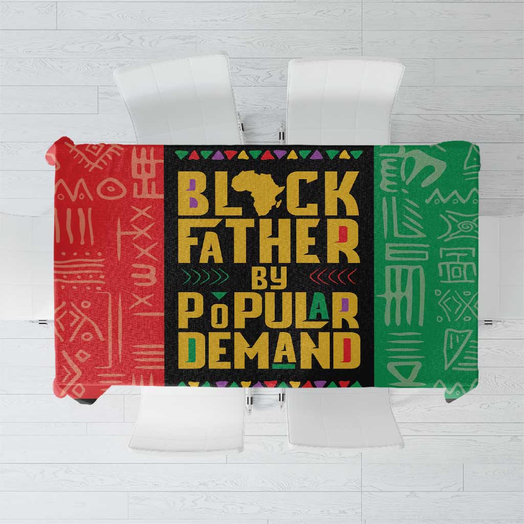 African tablecloth with bold 'BLACK FATHER' text and red/green geometric border