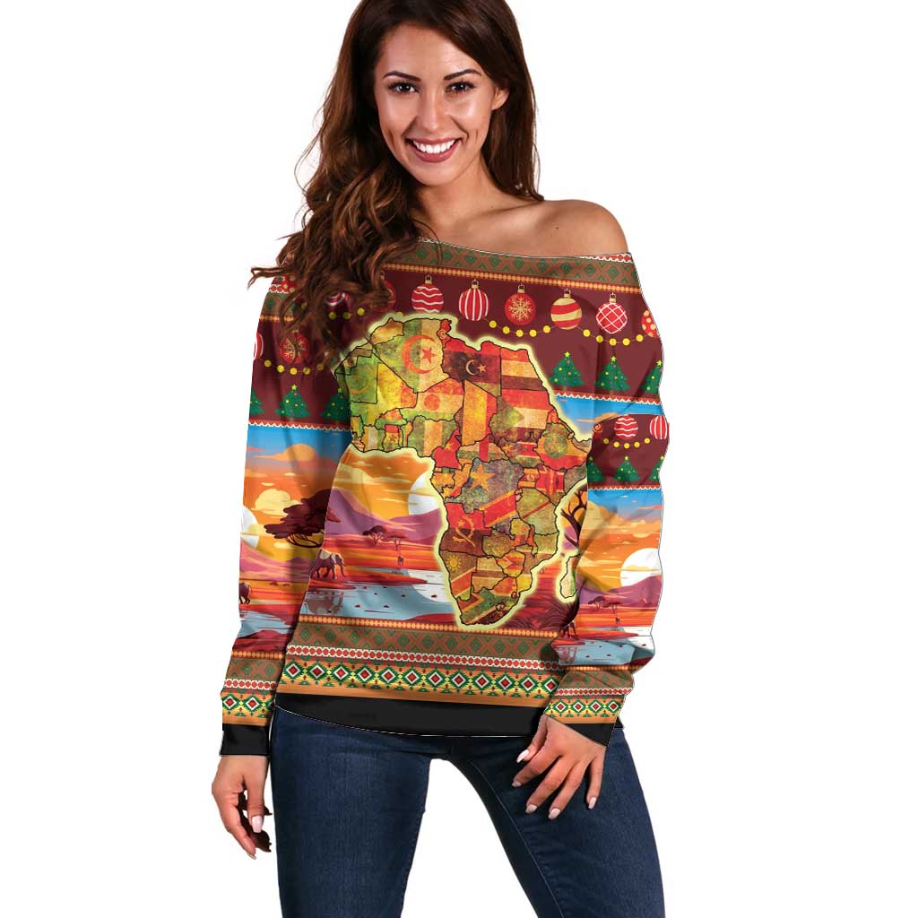 African Heritage and Celebrated Christmas Off Shoulder Sweater - Wonder Print Shop