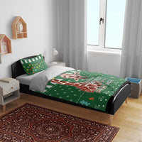 Green autism-themed duvet with giraffe, trees, and world text, with matching pillowcases