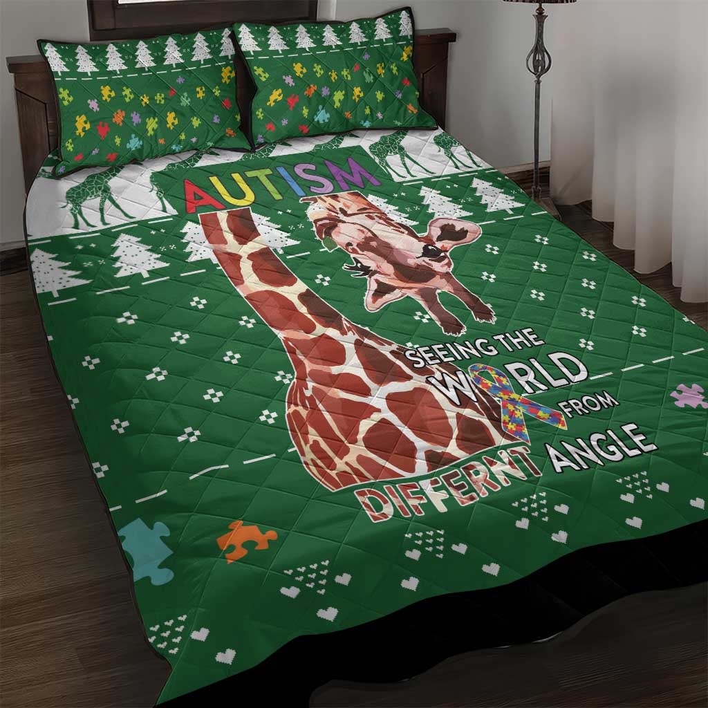 Giraffe Autism Quilt Bed Set Seeing The World From Different Angles - Wonder Print Shop