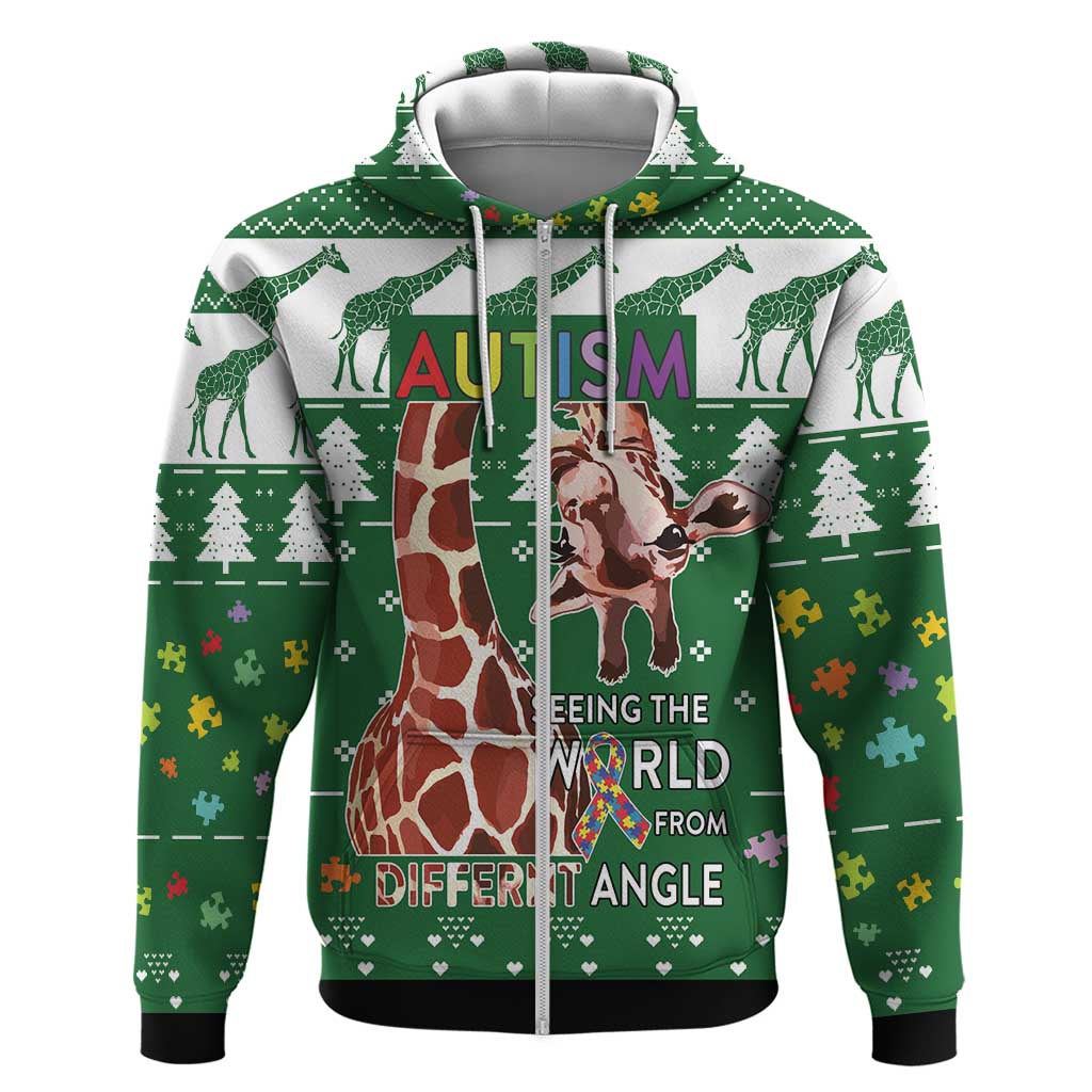 Giraffe Autism Zip Hoodie Seeing The World From Different Angles - Wonder Print Shop