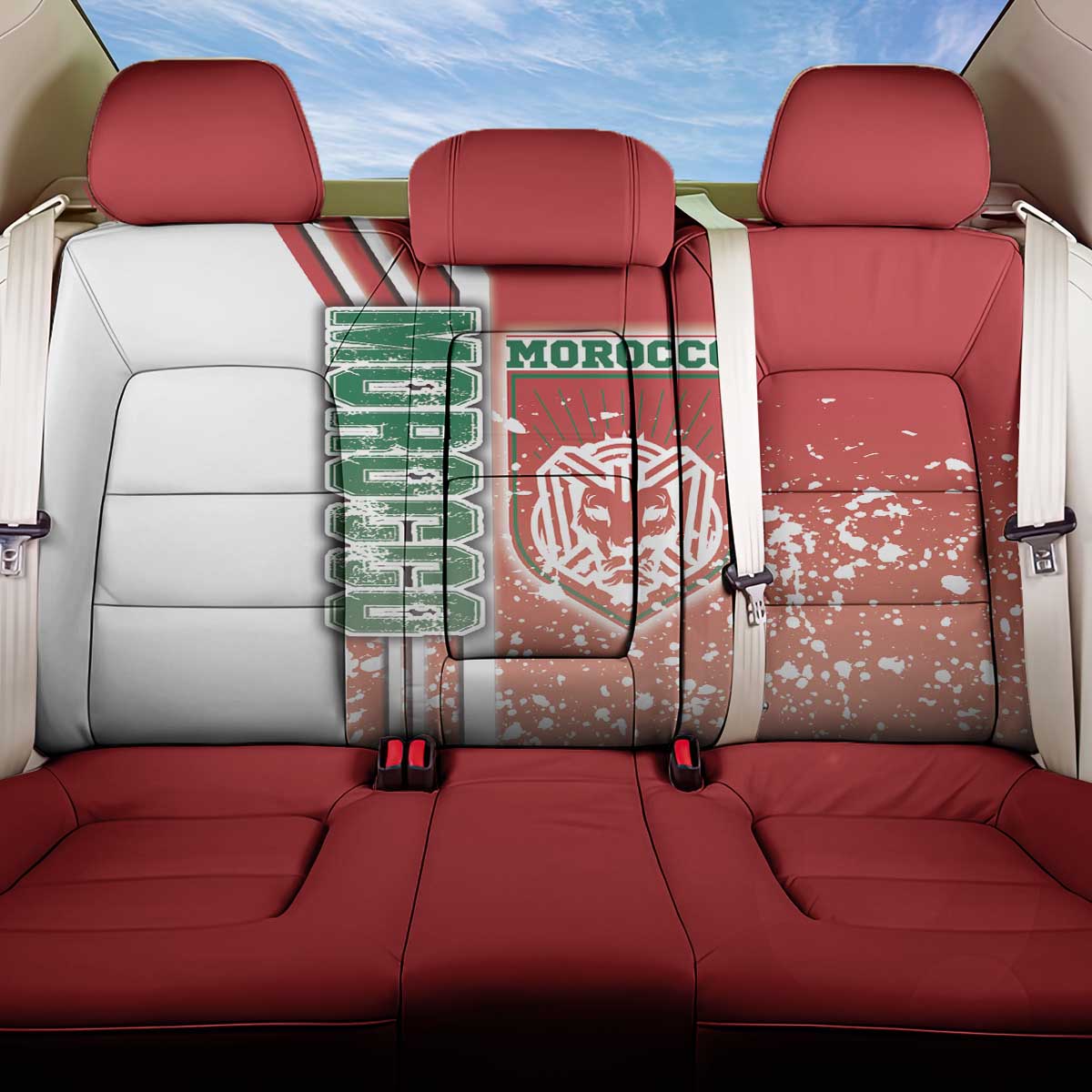 Morocco Football Back Car Seat Cover Atlas Lions Soccer - Road To Champion