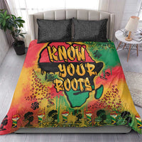 Bedding set with 'Know Your Roots' graffiti African map on multicolor red-yellow-green cover