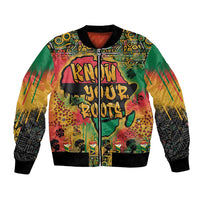 Unisex bomber jacket with colorful African map graffiti, front zip, ribbed cuffs and hem