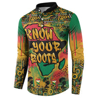 Men's multicolor African map graffiti button-front sweatshirt, patterned sleeves