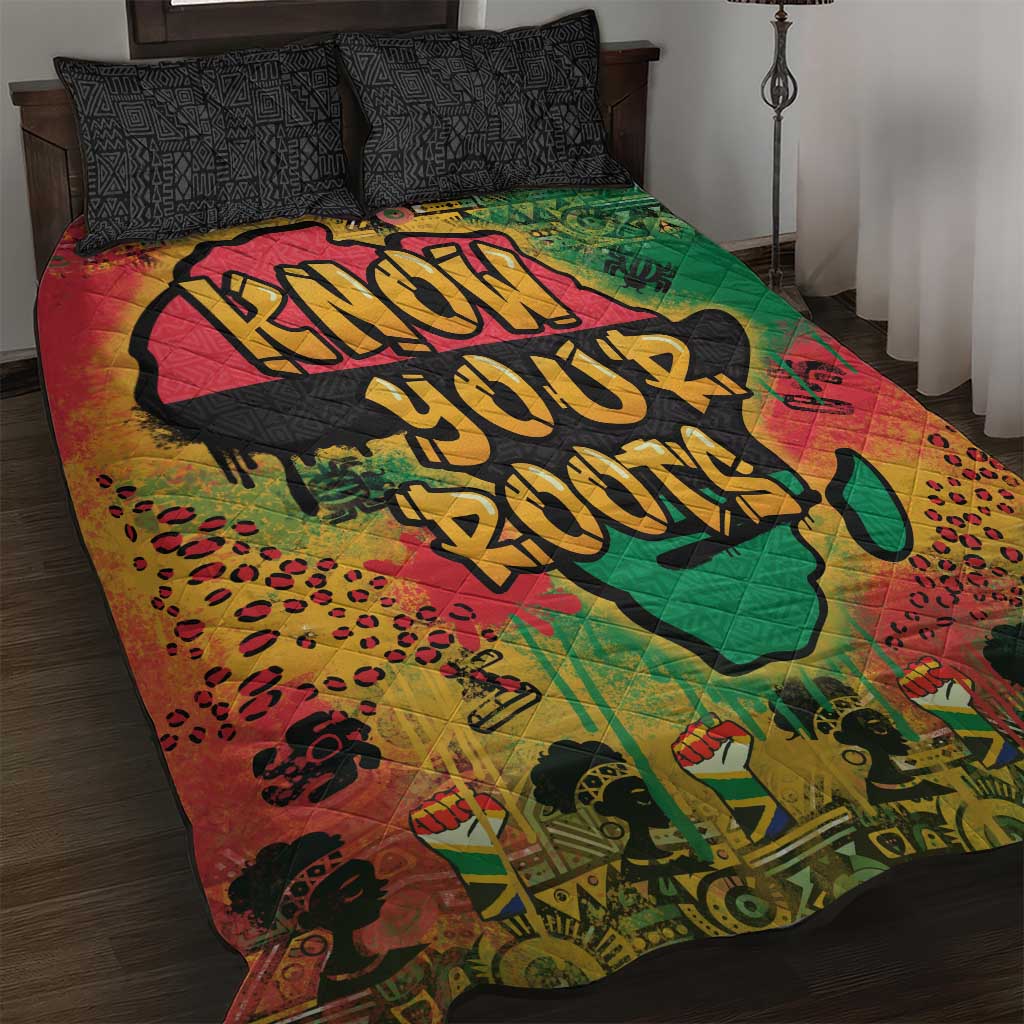 African Map Graffiti Quilt Bed Set Know You Roots - Wonder Print Shop