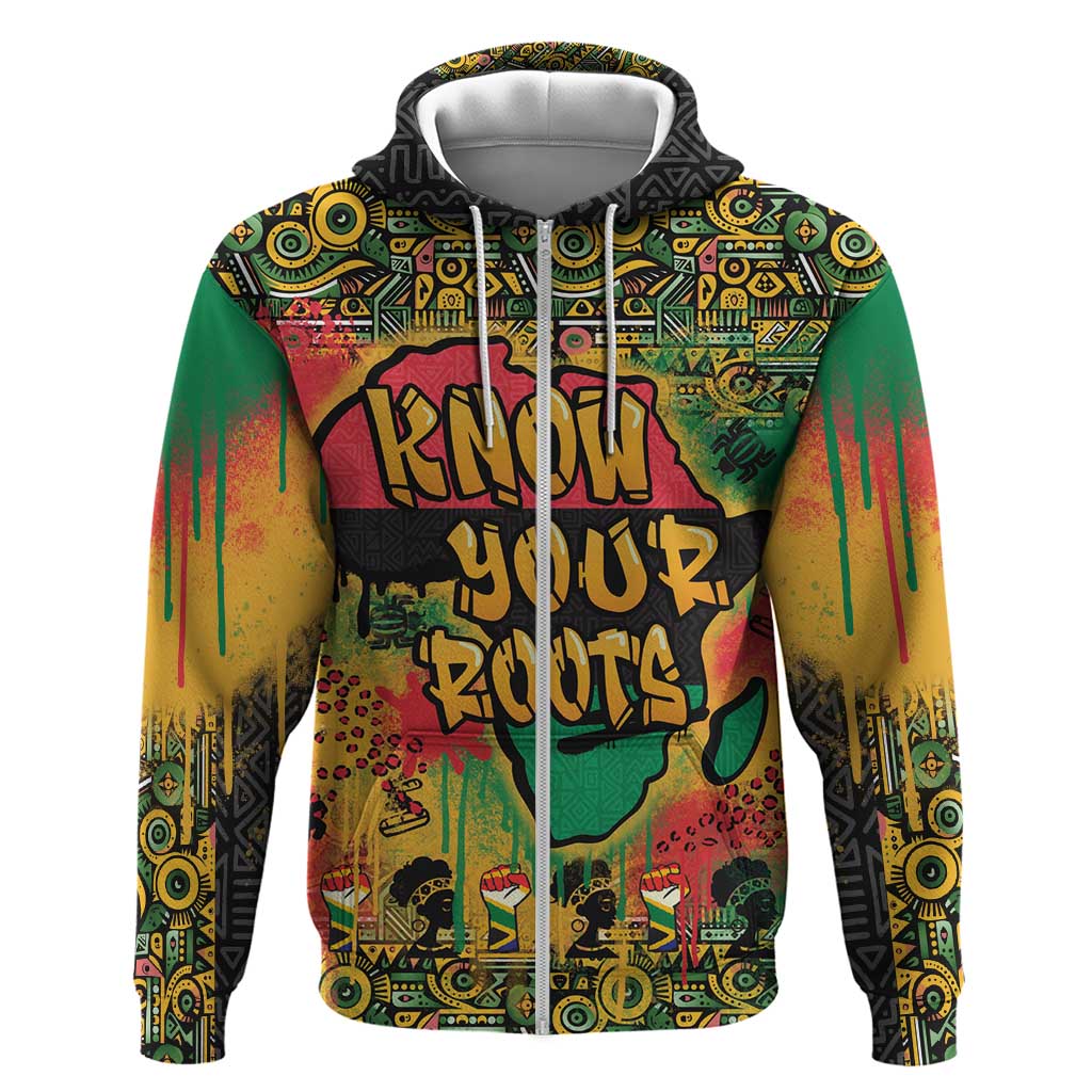 African Map Graffiti Zip Hoodie Know You Roots - Wonder Print Shop