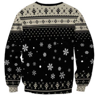 Black Christmas sweatshirt back with snowflake pattern and fair-isle border