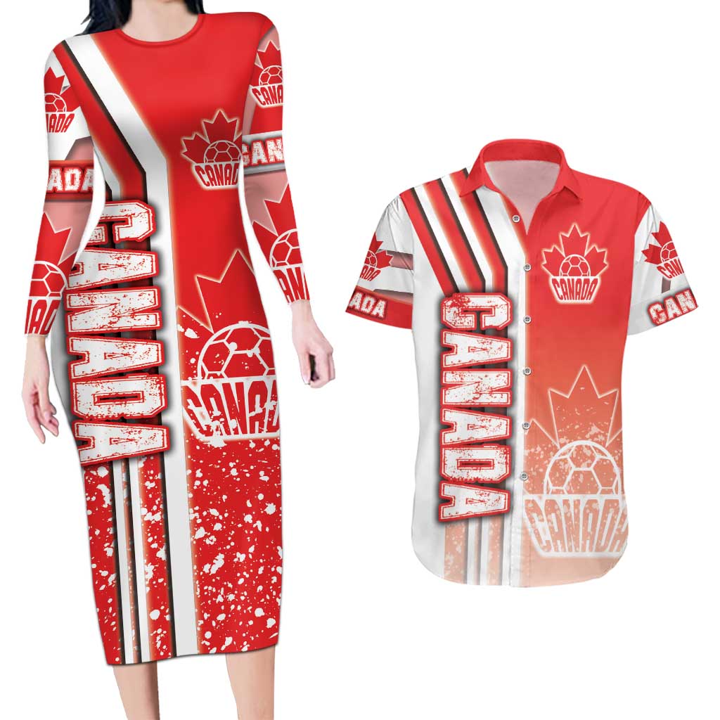 Canada Football Couples Matching Long Sleeve Bodycon Dress and Hawaiian Shirt Canucks Soccer - Road To Champion