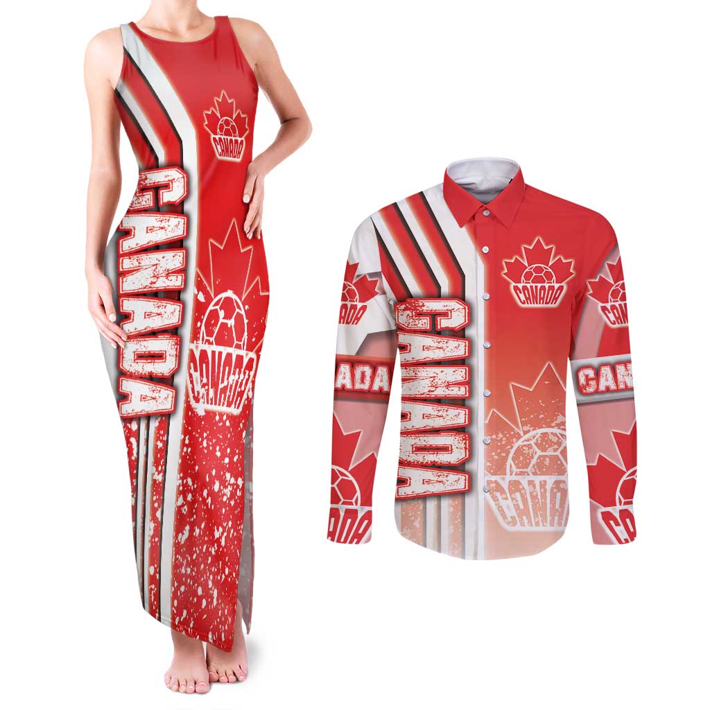 Canada Football Couples Matching Tank Maxi Dress and Long Sleeve Button Shirt Canucks Soccer - Road To Champion