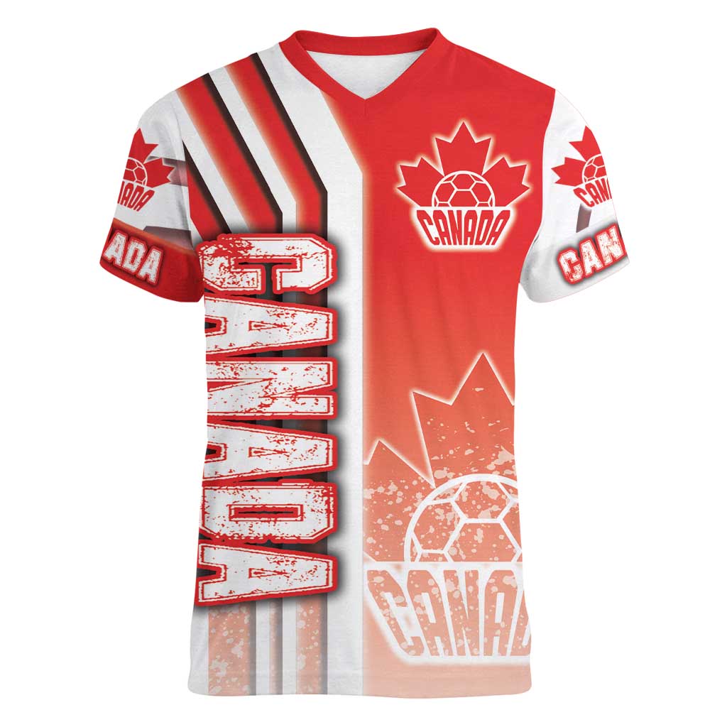 Canada Football Women V-Neck T-Shirt Canucks Soccer - Road To Champion