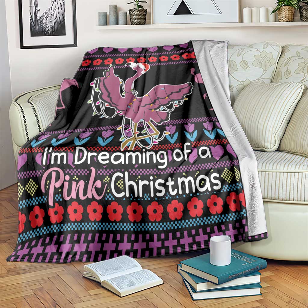 Flamingo Im Dreaming Of A Pink Christmas Blanket