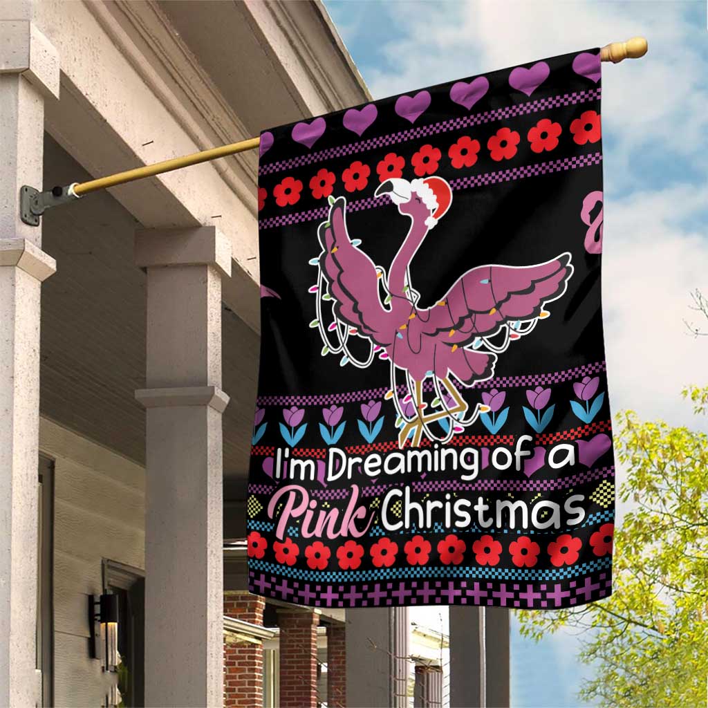 Flamingo Im Dreaming Of A Pink Christmas Garden Flag - Wonder Print Shop