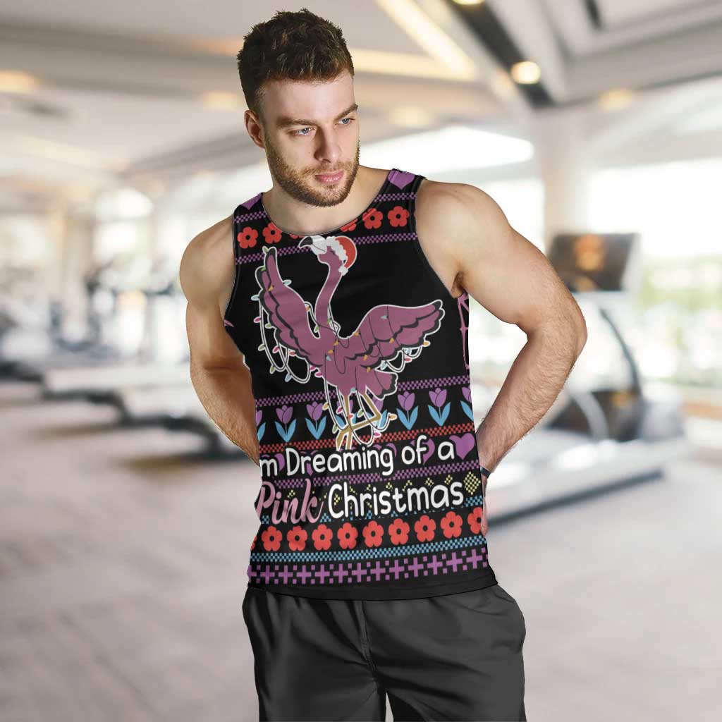 Flamingo Im Dreaming Of A Pink Christmas Men Tank Top - Wonder Print Shop