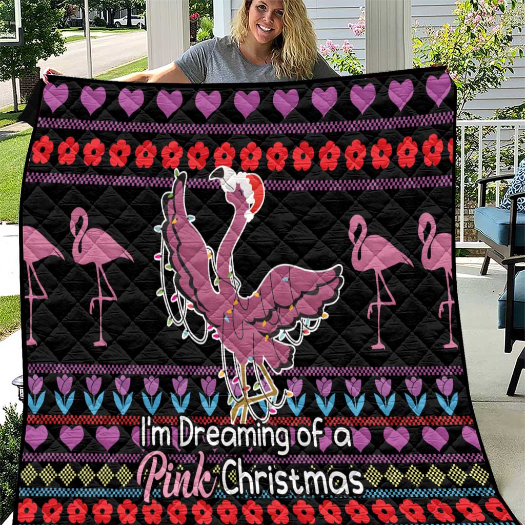 Flamingo Im Dreaming Of A Pink Christmas Quilt - Wonder Print Shop