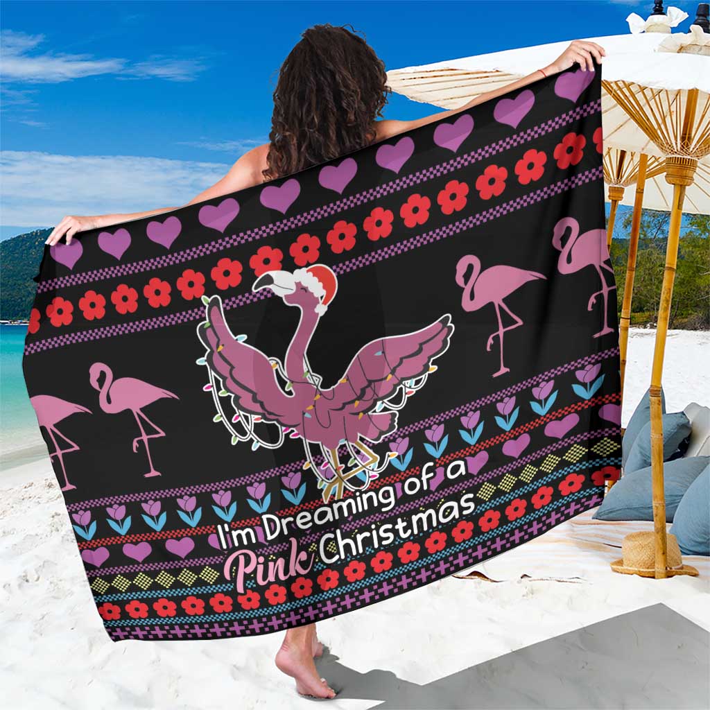 Flamingo Im Dreaming Of A Pink Christmas Sarong