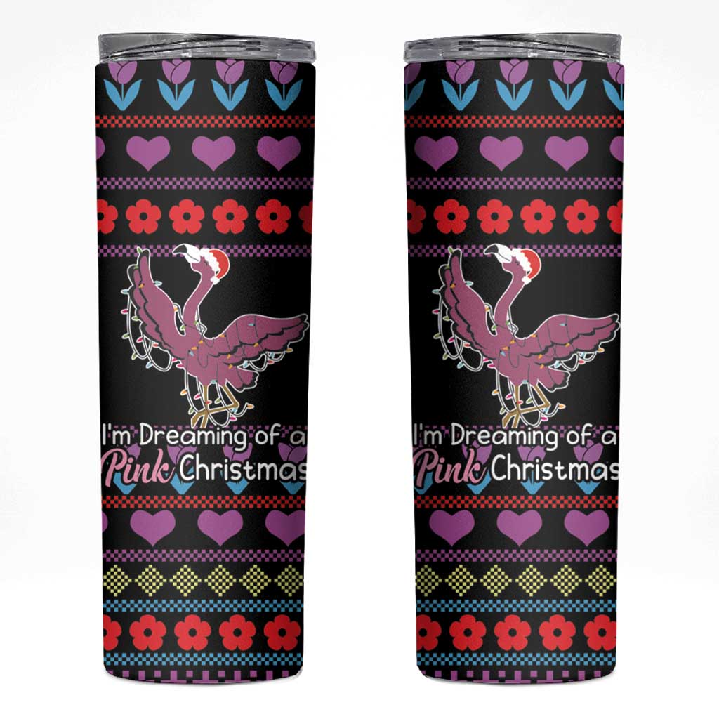 Flamingo Im Dreaming Of A Pink Christmas Skinny Tumbler - Wonder Print Shop