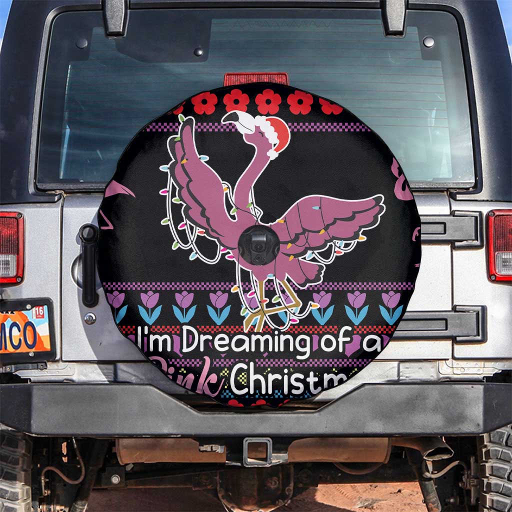 Flamingo Im Dreaming Of A Pink Christmas Spare Tire Cover - Wonder Print Shop