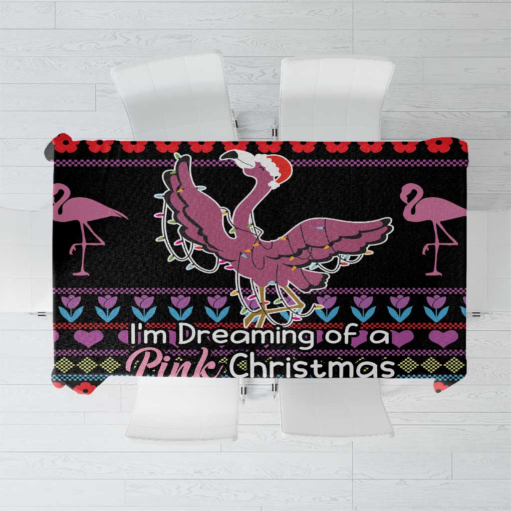 Flamingo Im Dreaming Of A Pink Christmas Tablecloth - Wonder Print Shop