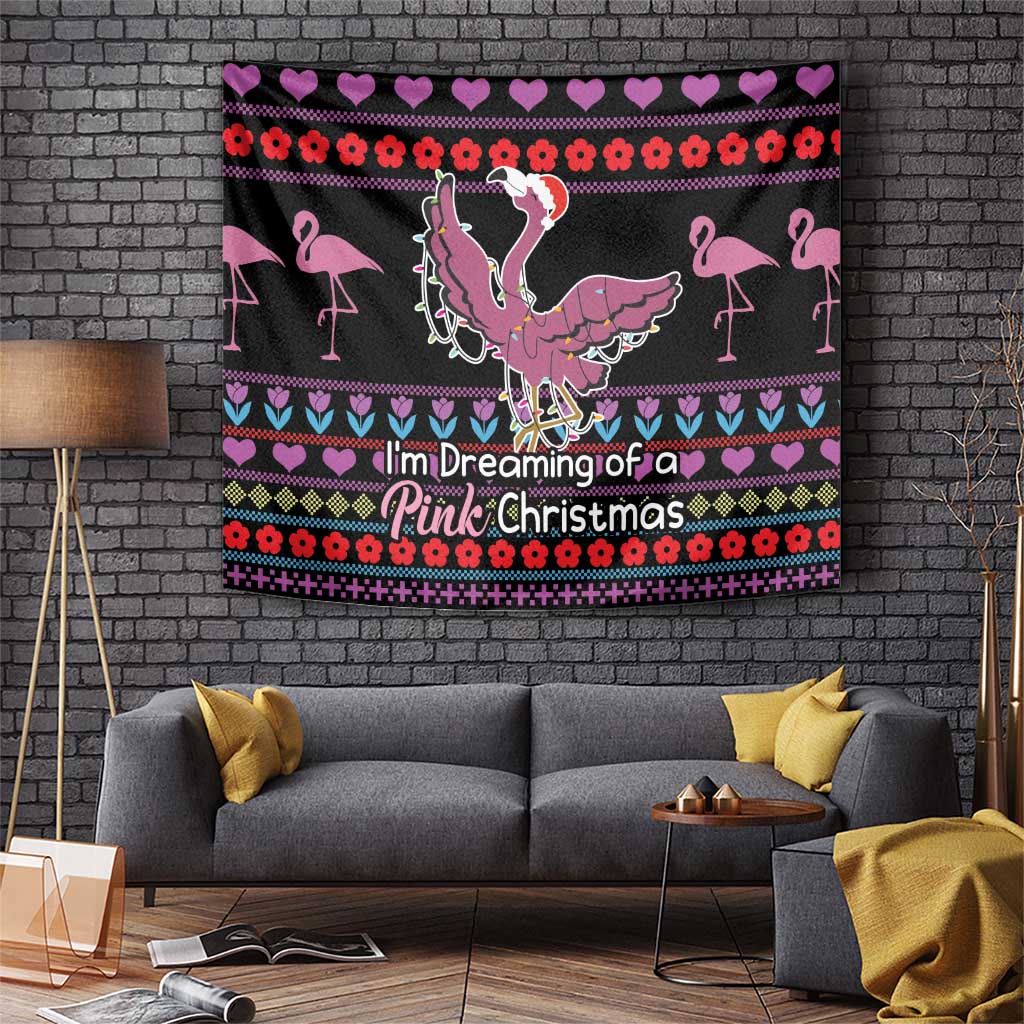 Flamingo Im Dreaming Of A Pink Christmas Tapestry