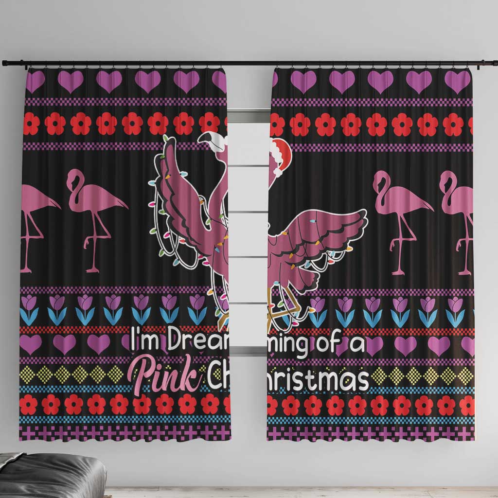 Flamingo Im Dreaming Of A Pink Christmas Window Curtain - Wonder Print Shop