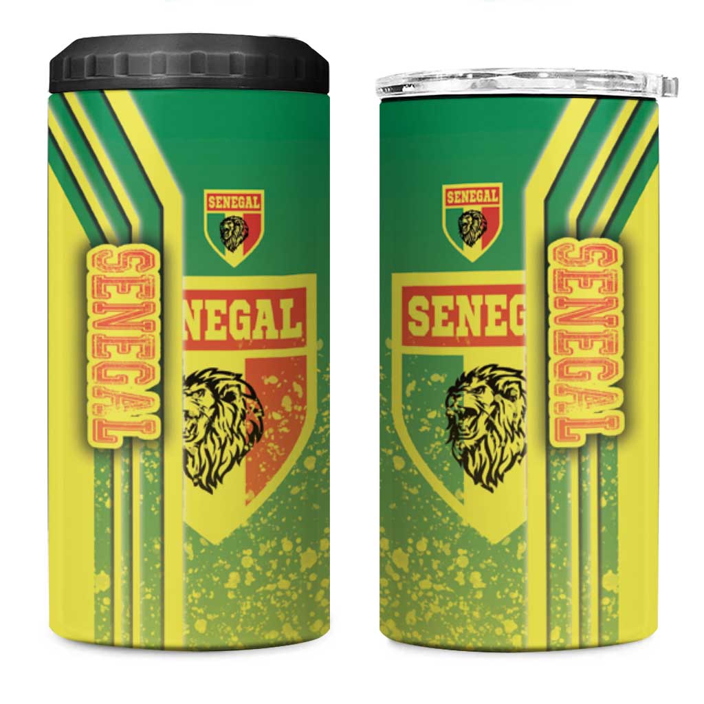 Senegal Football 4 in 1 Can Cooler Tumbler Lions of Teranga Soccer - Road To Champion