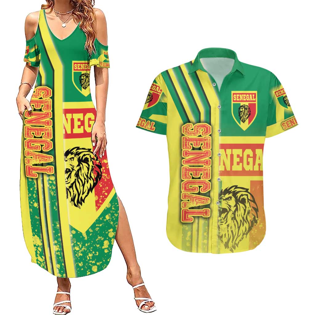 Senegal Football Couples Matching Summer Maxi Dress and Hawaiian Shirt Lions of Teranga Soccer - Road To Champion - Wonder Print Shop