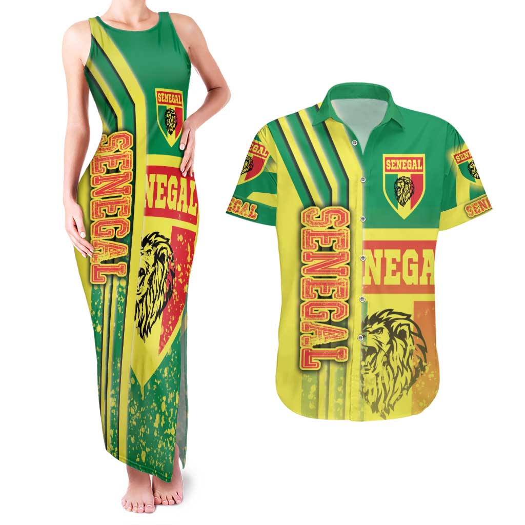 Senegal Football Couples Matching Tank Maxi Dress and Hawaiian Shirt Lions of Teranga Soccer - Road To Champion - Wonder Print Shop