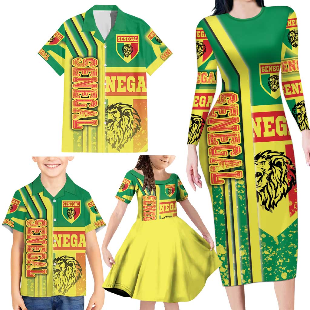 Senegal Football Family Matching Long Sleeve Bodycon Dress and Hawaiian Shirt Lions of Teranga Soccer - Road To Champion - Wonder Print Shop