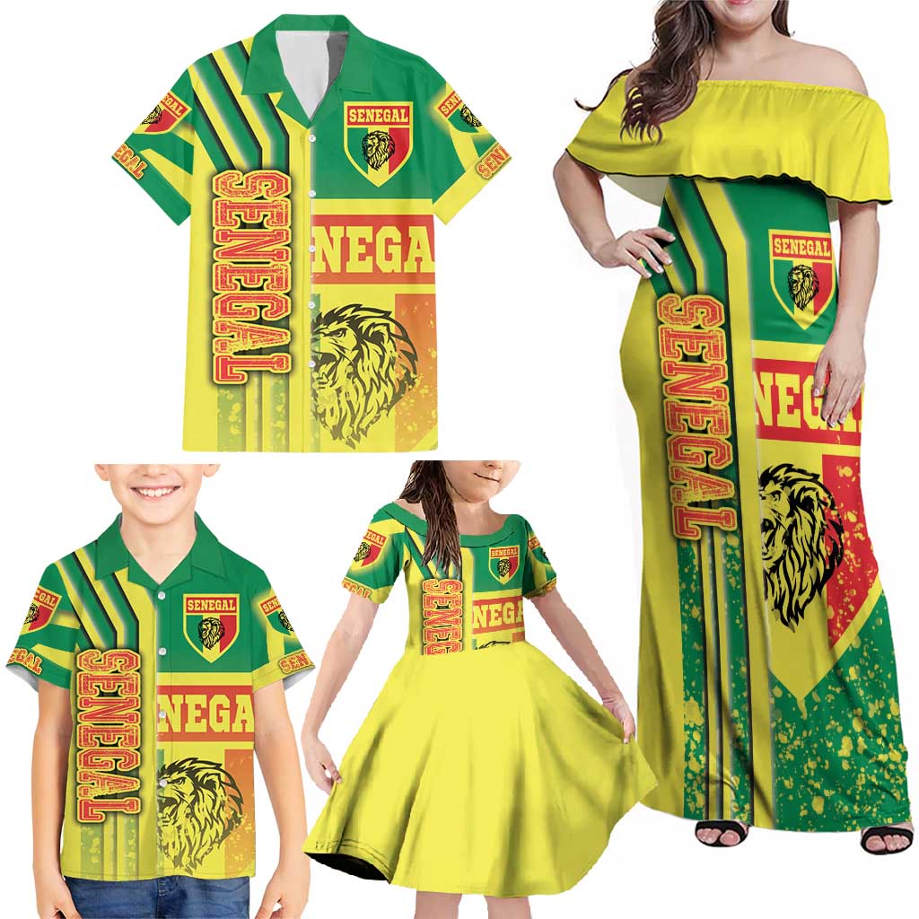 Senegal Football Family Matching Off Shoulder Maxi Dress and Hawaiian Shirt Lions of Teranga Soccer - Road To Champion - Wonder Print Shop