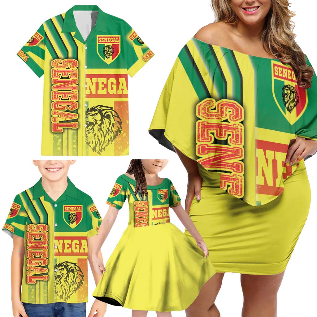 Senegal Football Family Matching Off Shoulder Short Dress and Hawaiian Shirt Lions of Teranga Soccer - Road To Champion - Wonder Print Shop