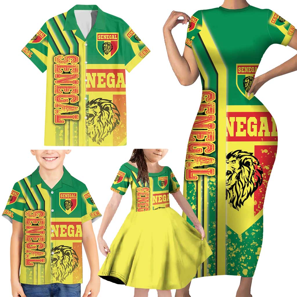 Senegal Football Family Matching Short Sleeve Bodycon Dress and Hawaiian Shirt Lions of Teranga Soccer - Road To Champion - Wonder Print Shop