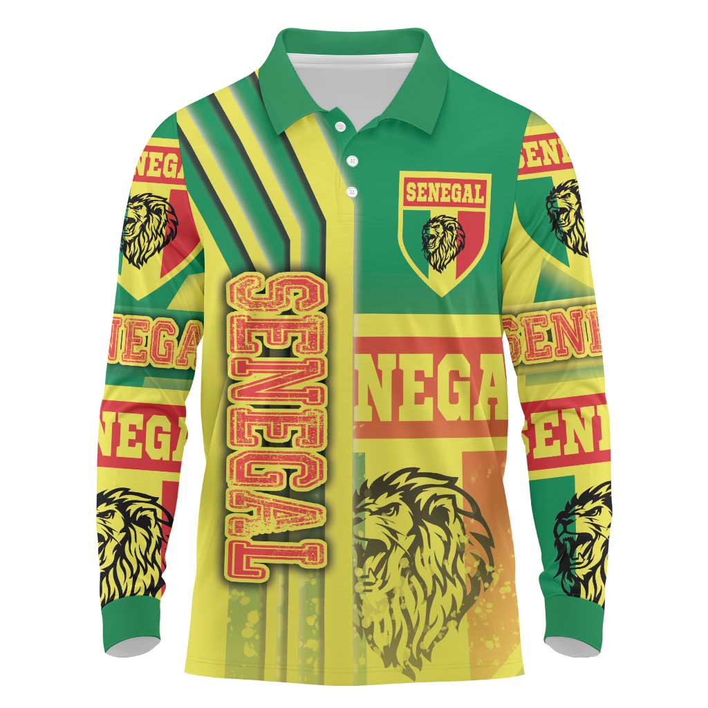 Senegal Football Long Sleeve Polo Shirt Lions of Teranga Soccer - Road To Champion - Wonder Print Shop