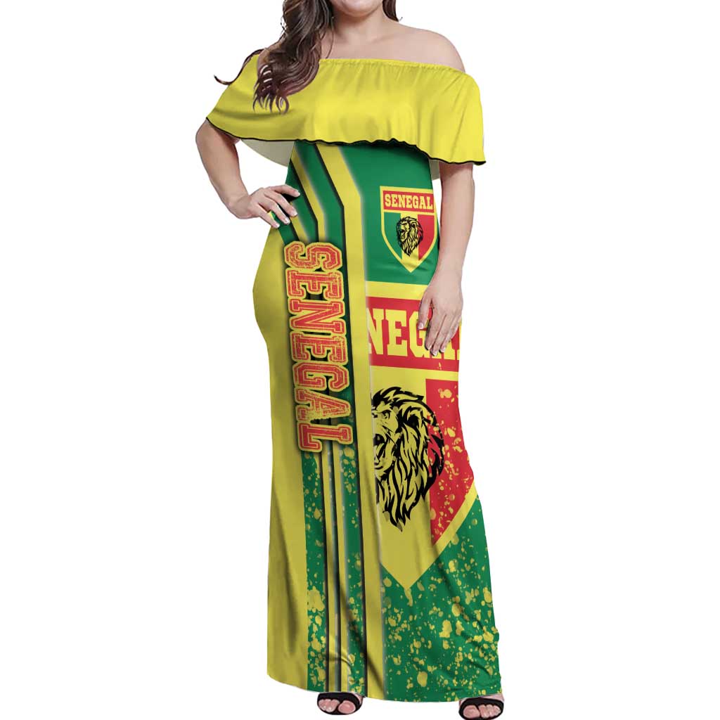 Senegal Football Off Shoulder Maxi Dress Lions of Teranga Soccer - Road To Champion - Wonder Print Shop