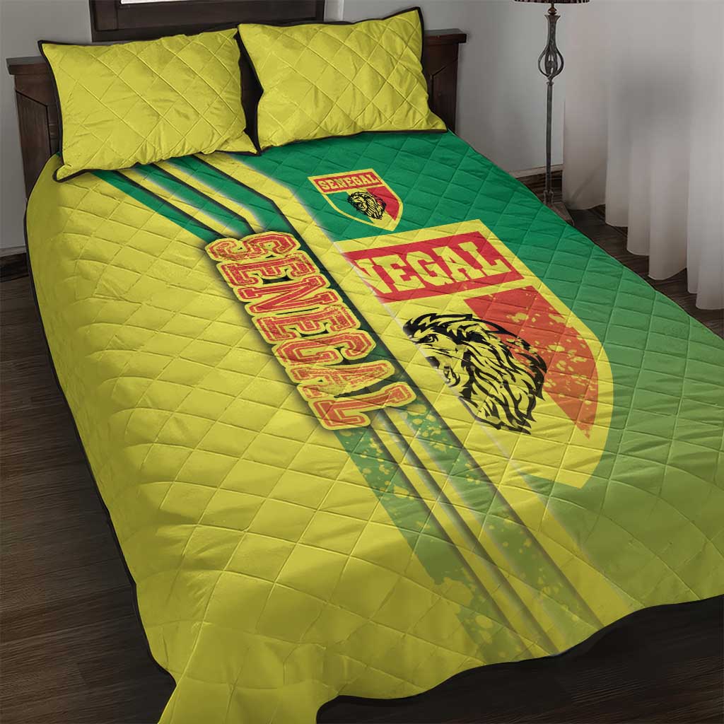 Senegal Football Quilt Bed Set Lions of Teranga Soccer - Road To Champion - Wonder Print Shop