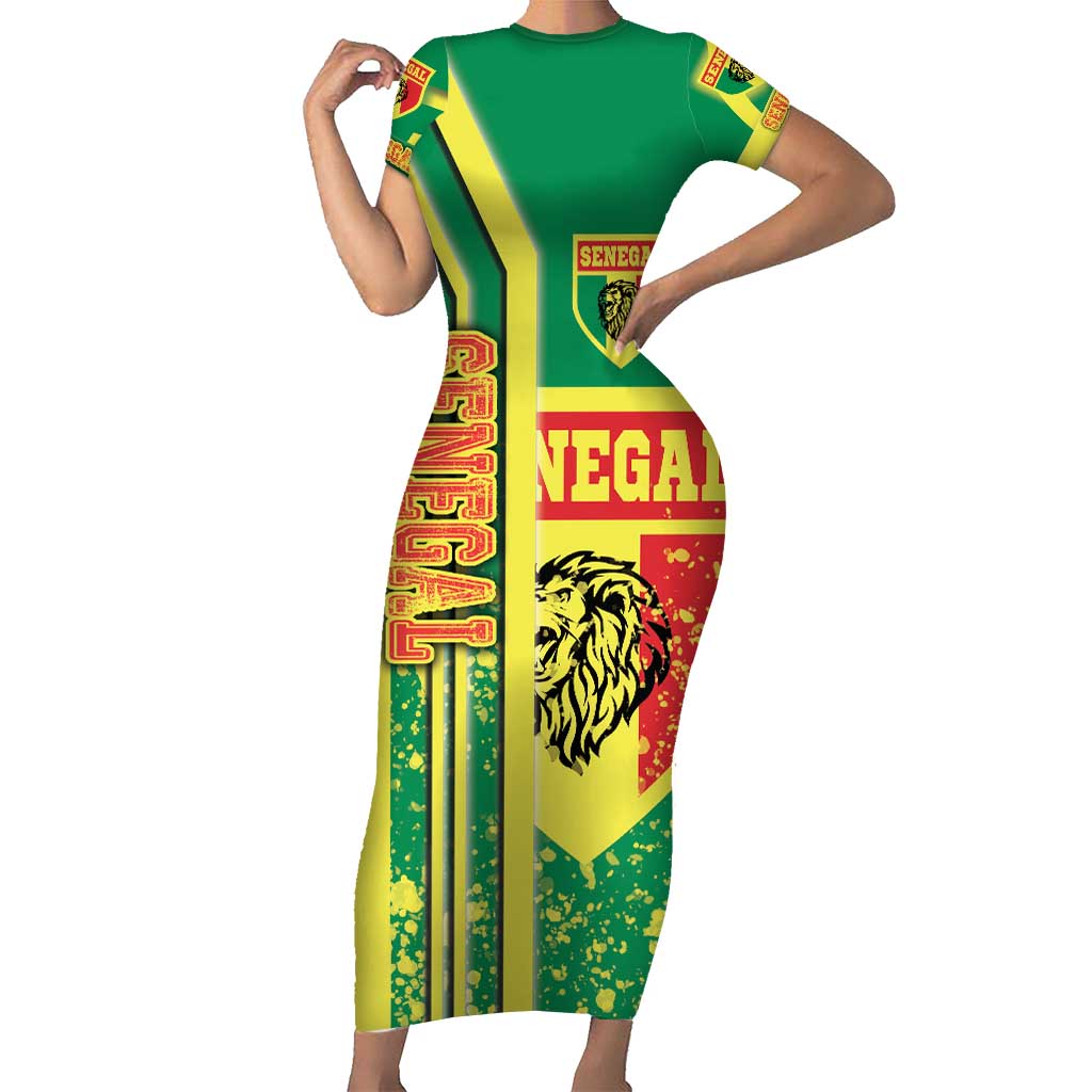 Senegal Football Short Sleeve Bodycon Dress Lions of Teranga Soccer - Road To Champion - Wonder Print Shop