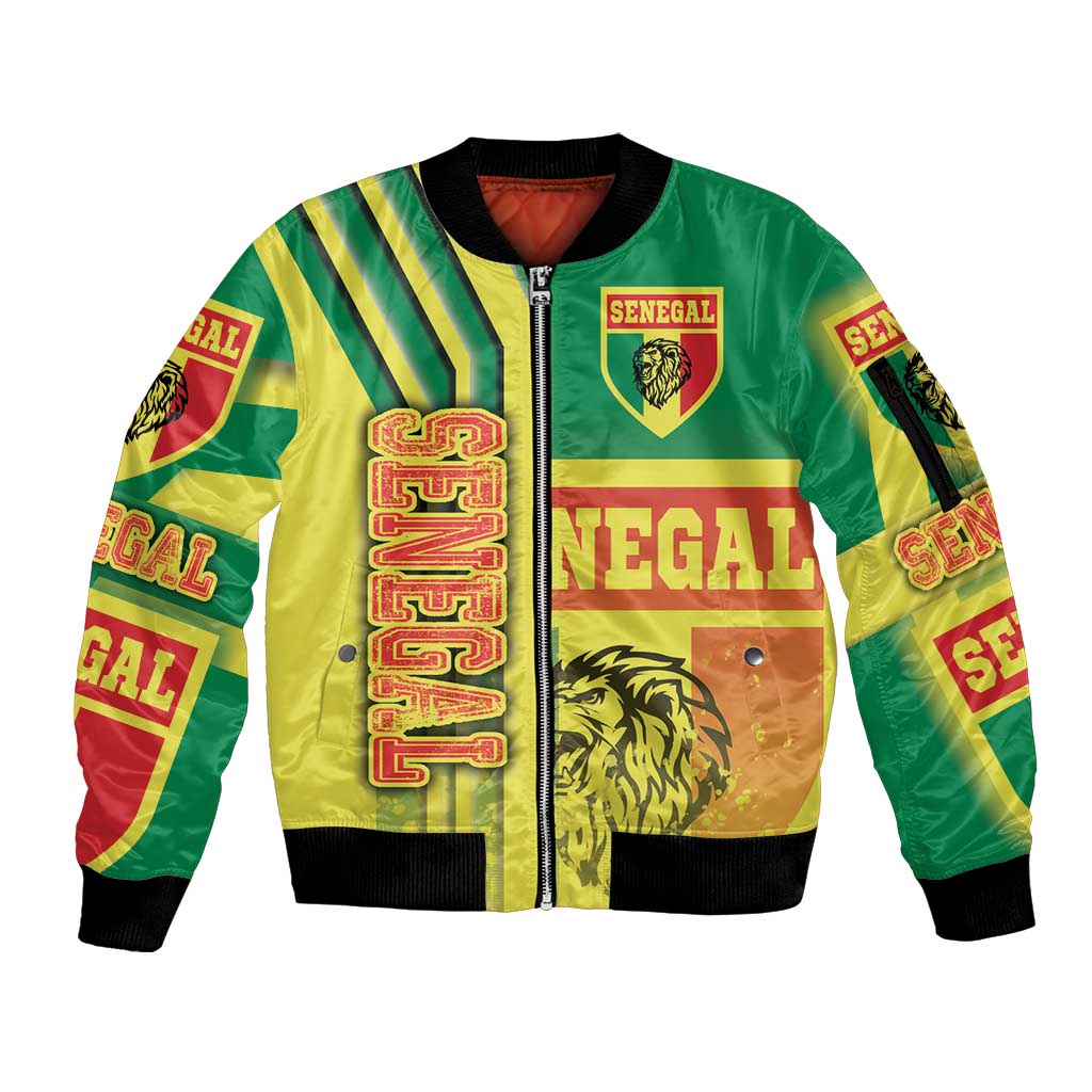 Senegal Football Sleeve Zip Bomber Jacket Lions of Teranga Soccer - Road To Champion - Wonder Print Shop