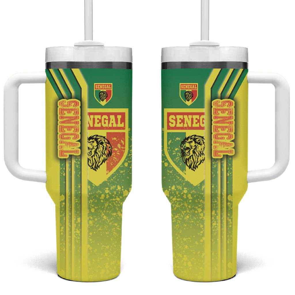 Senegal Football Tumbler With Handle Lions of Teranga Soccer - Road To Champion