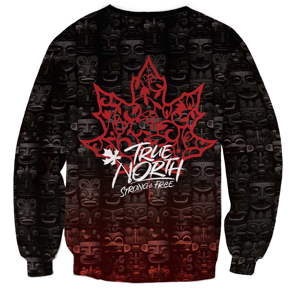 Black unisex sweatshirt with red starburst and 'TRUE NORTH STRONG & FREE' front