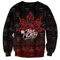 Black unisex sweatshirt with red starburst and 'TRUE NORTH STRONG & FREE' front