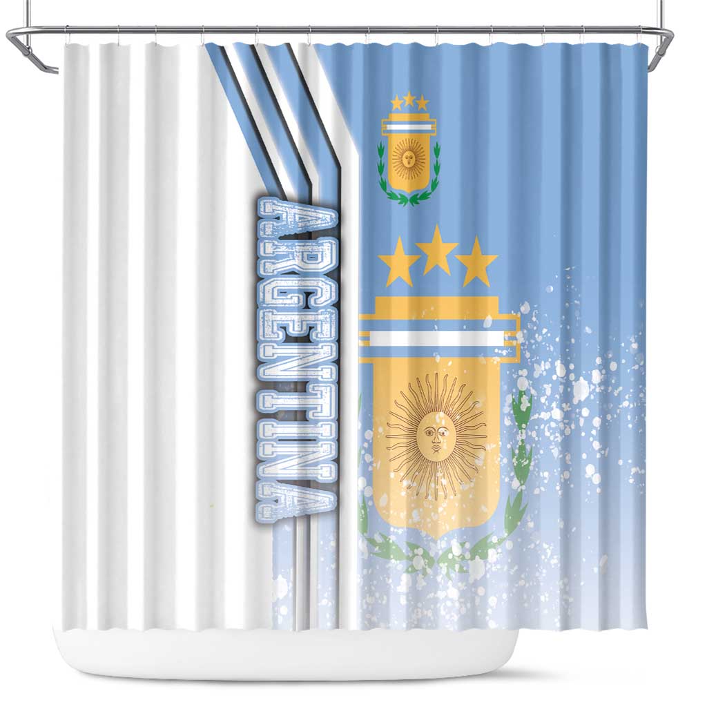 Argentina Football Shower Curtain La Albiceleste Soccer - Road To Champion