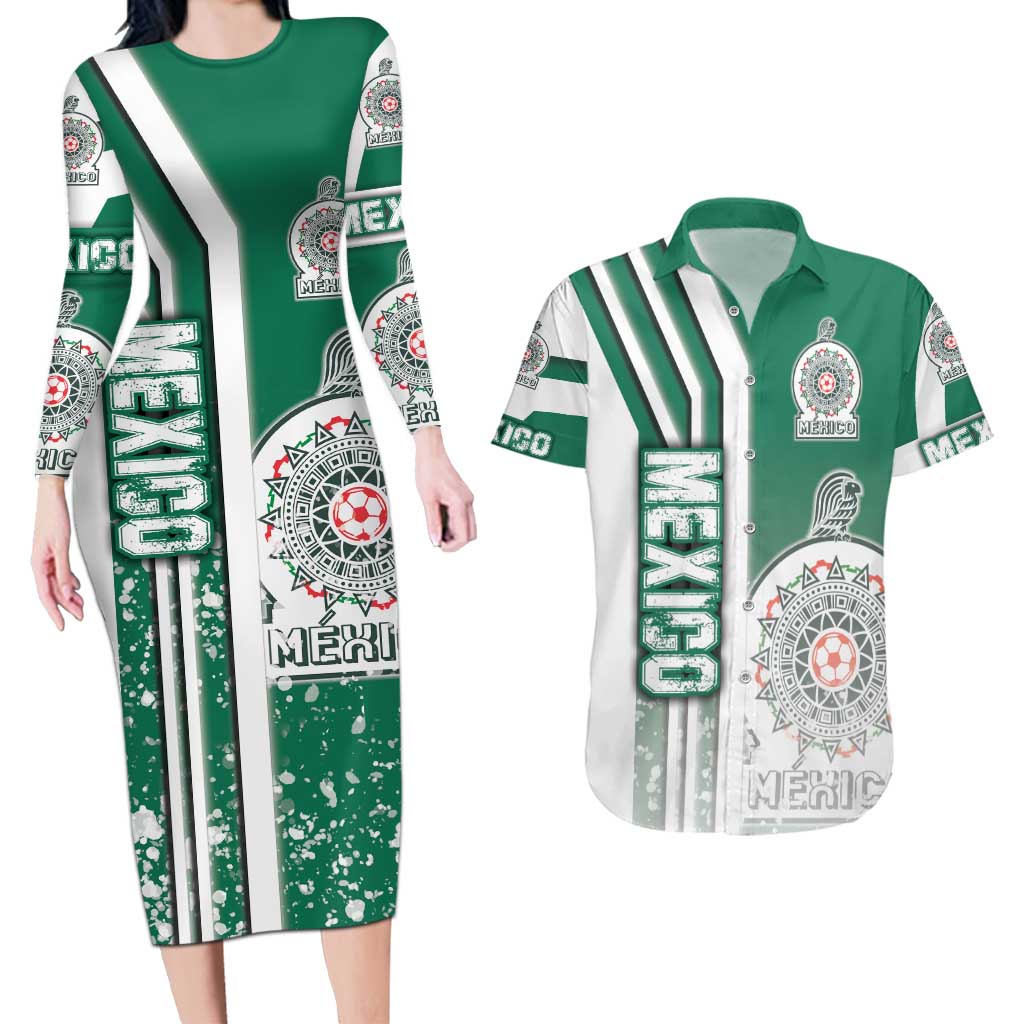 Mexico Football Couples Matching Long Sleeve Bodycon Dress and Hawaiian Shirt El Tri Soccer - Road To Champion