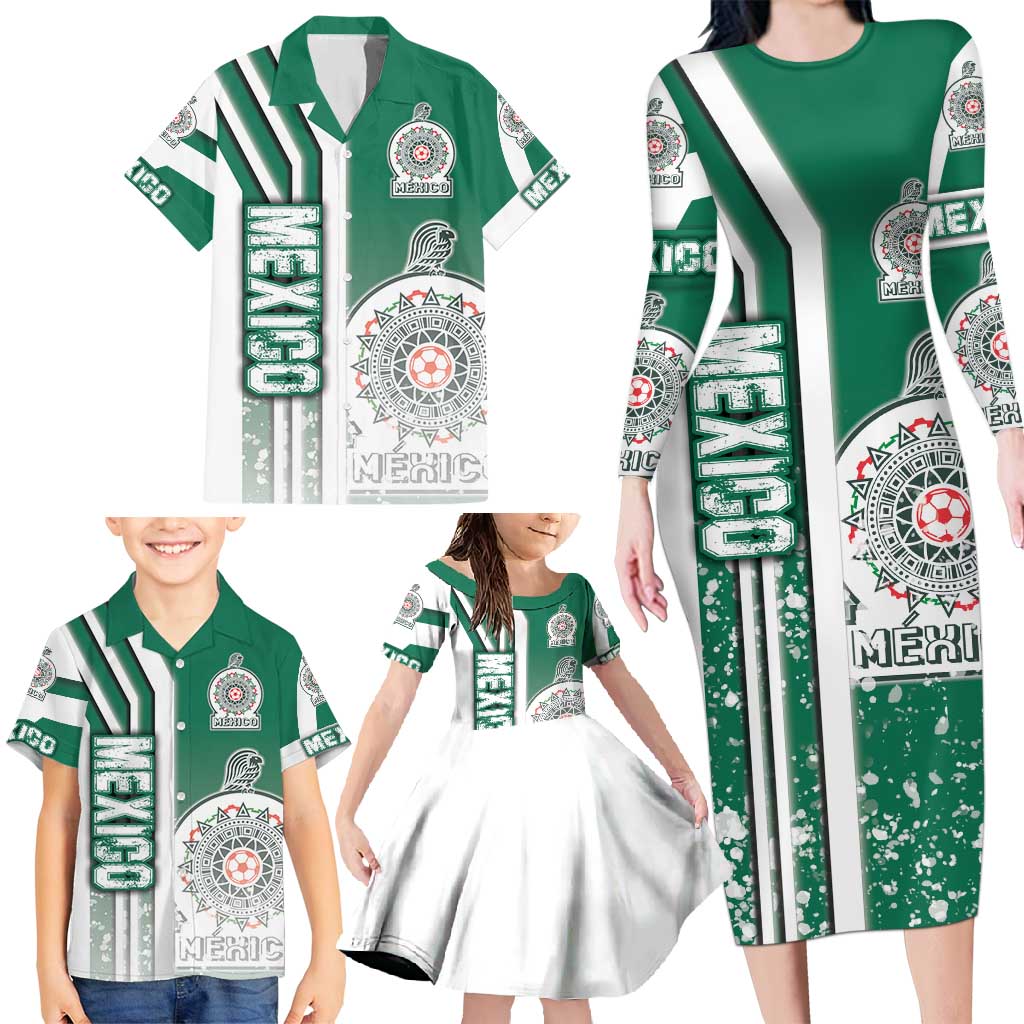 Mexico Football Family Matching Long Sleeve Bodycon Dress and Hawaiian Shirt El Tri Soccer - Road To Champion