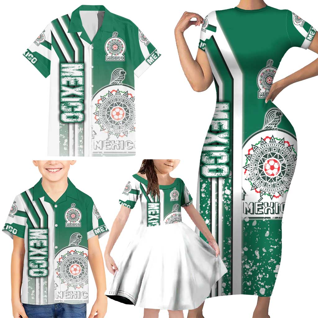 Mexico Football Family Matching Short Sleeve Bodycon Dress and Hawaiian Shirt El Tri Soccer - Road To Champion