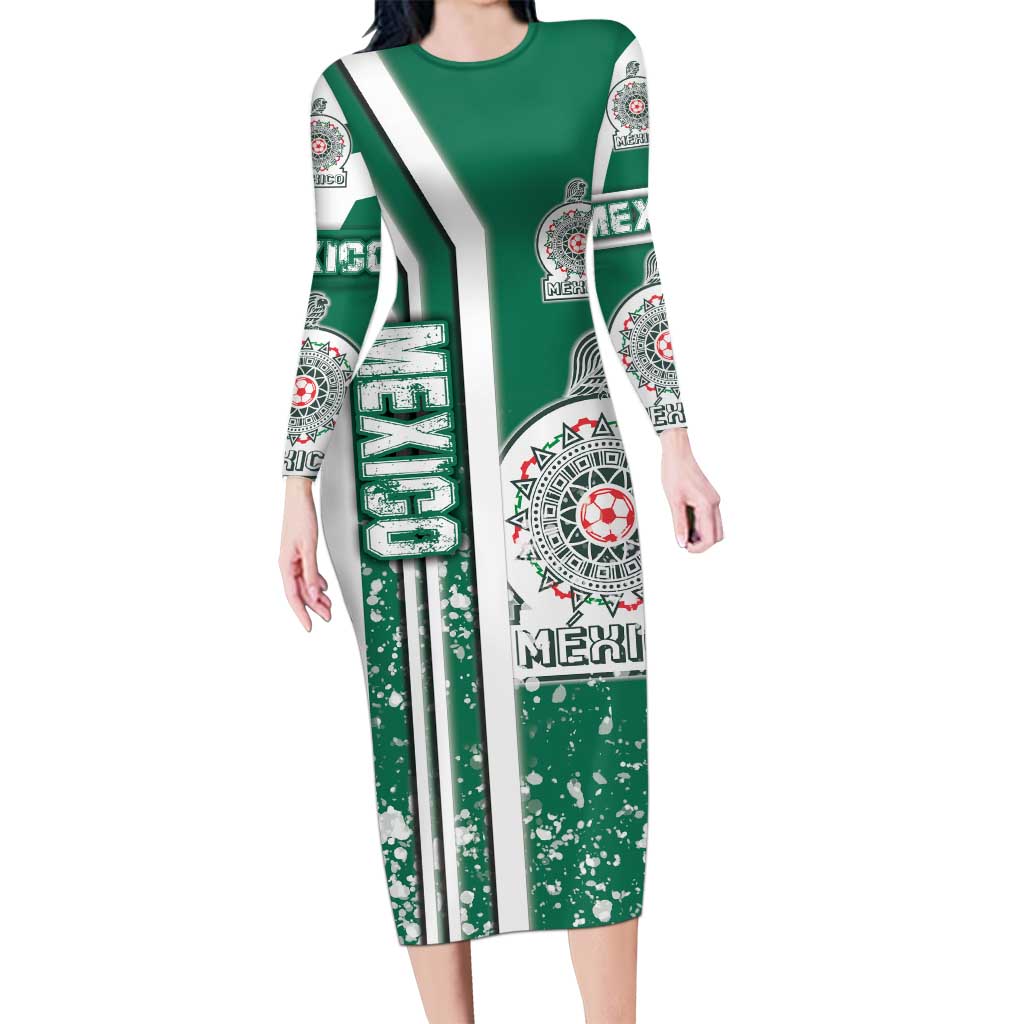 Mexico Football Long Sleeve Bodycon Dress El Tri Soccer - Road To Champion