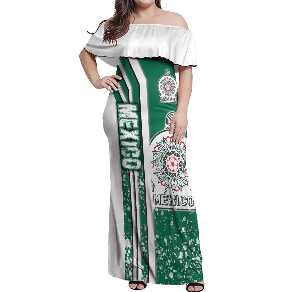 Mexico Football Off Shoulder Maxi Dress El Tri Soccer - Road To Champion